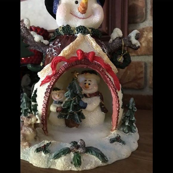 Rare Vintage Hand Painted Snowman Christmas Sculpture Collectible - Picture 4 of 7